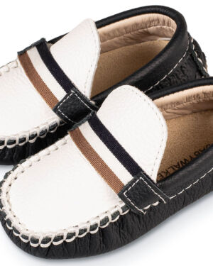 Δερμάτινο Δίχρωμο Loafer  BS3079 Λευκό Μπλε