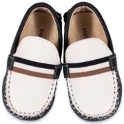 Δερμάτινο Δίχρωμο Loafer  BS3079 Λευκό Μπλε